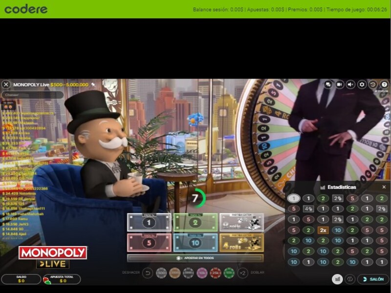 Dónde jugar Monopoly Live al estilo Codere