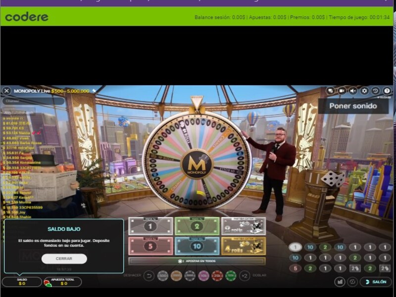 Mr Monopoly Live de Codere hace su aparición