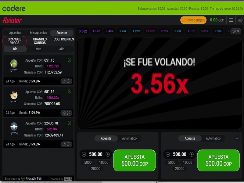 Bonos para Aviator en Codere