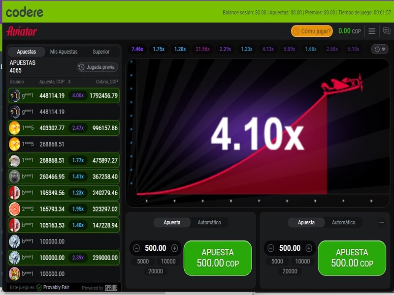 Funciones de Aviator en Codere