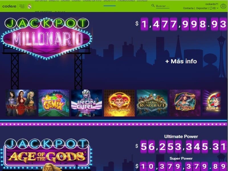 Juegos de Codere en los que encontrarás Jackpots