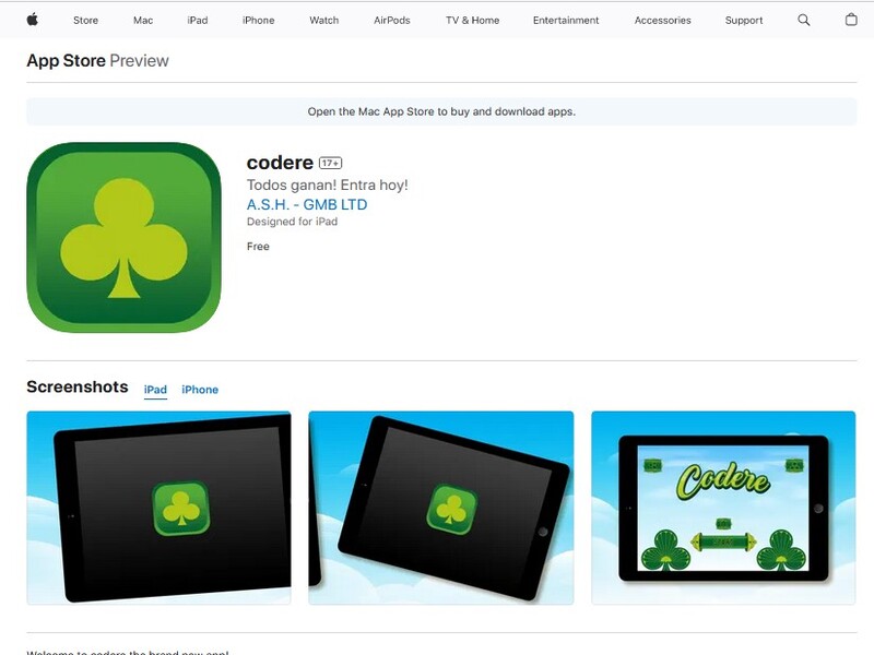 Descarga la aplicación de Codere en la tienda de Apple